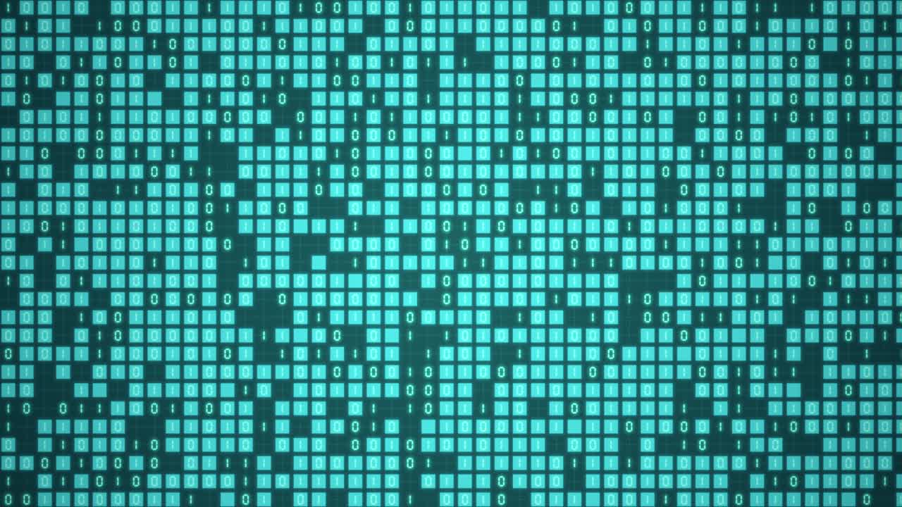 3D Futuristic digital data code green color wave screen abstract background