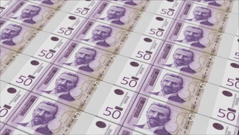 billetes de 50 dinares serbios impresos por una prensa de dinero