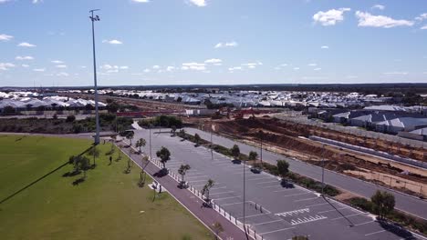 View-Of-Yanchep-Rail-Extension-Works-At-Santorina-Promenade,-Butler-Perth---Aerial-Forward-View