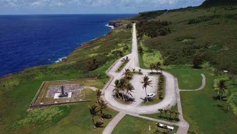 bird's eye view of banzai cliff at tinian, northern mariana islands