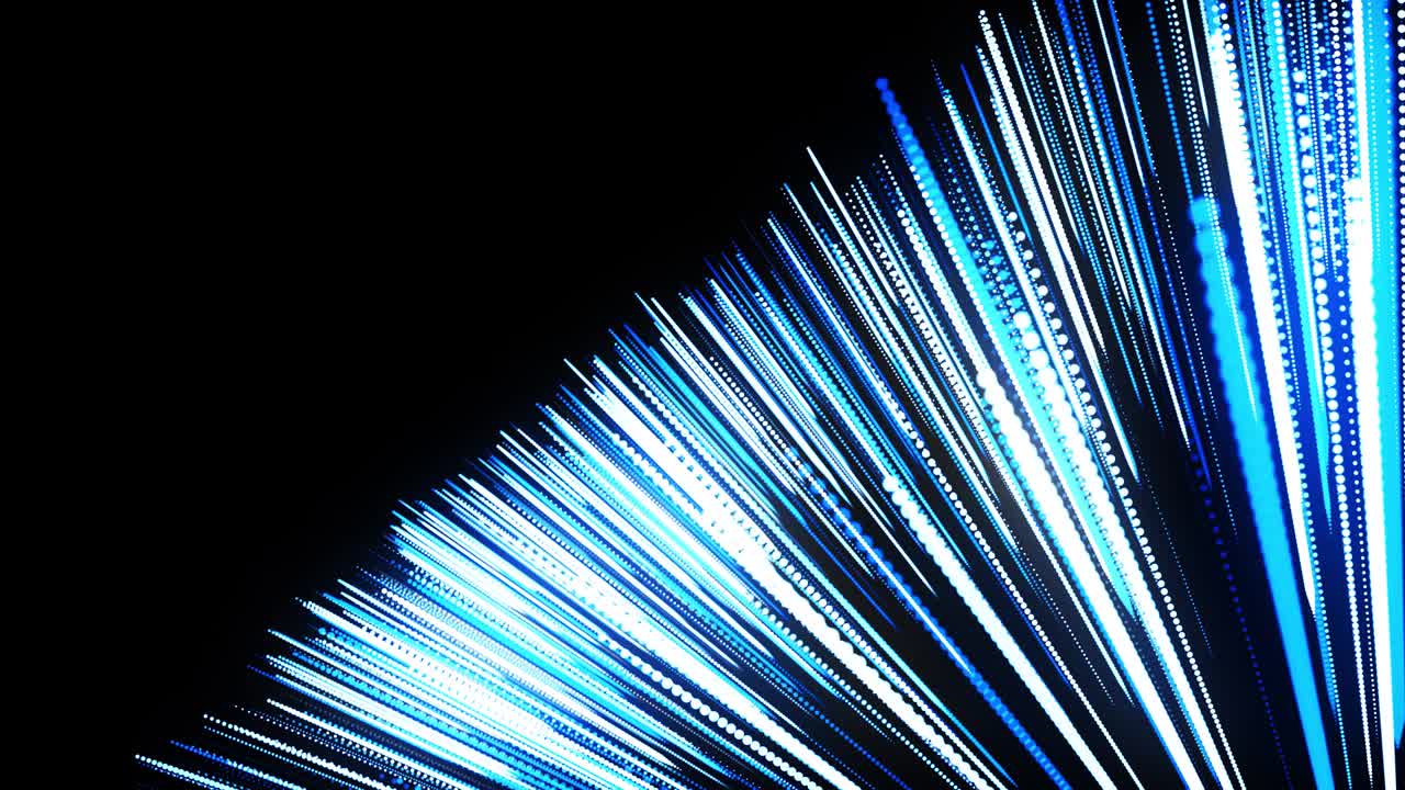 fondo de bucle 3d abstracto con partículas brillantes alineadas en filas en el espacio 3d. bucle vj festivo con partículas azules y cámara animada suave. fondo de diseño de movimiento