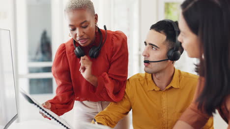 Woman, leadership and telemarketing team training