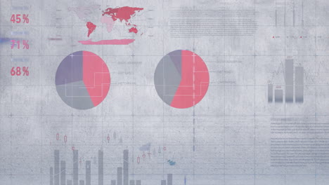animación del procesamiento de datos financieros sobre un fondo gris