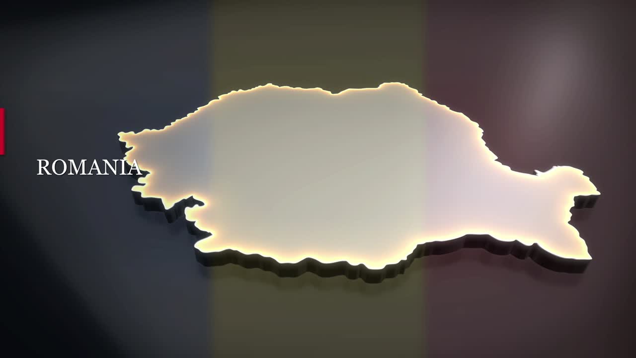 루마니아의 3d 애니메이션 지도