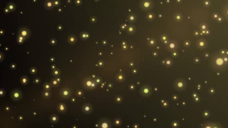 abstracto esfera brillante oro y partícula amarilla cayendo del cielo sobre fondo negro. telón de fondo y concepto de efecto. 4k imágenes de video de movimiento elemento de diseño gráfico.