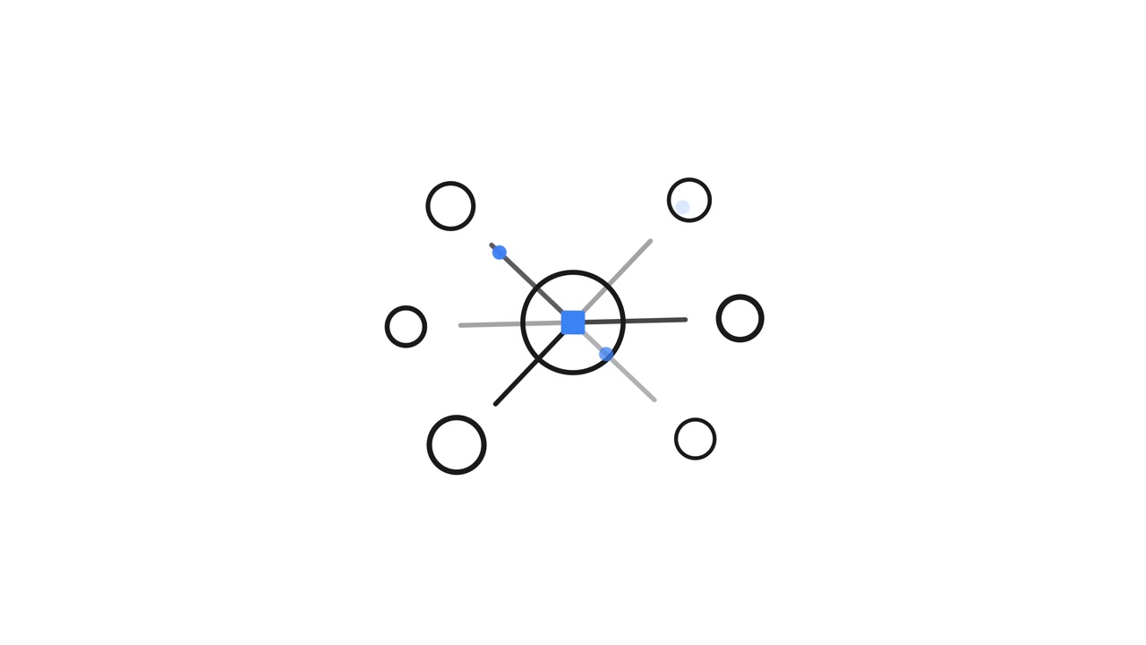 Animated Abstract Geometric Network Connecting Circles