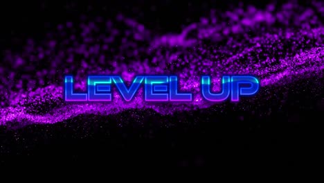 animation of the words level up on video computer game screen