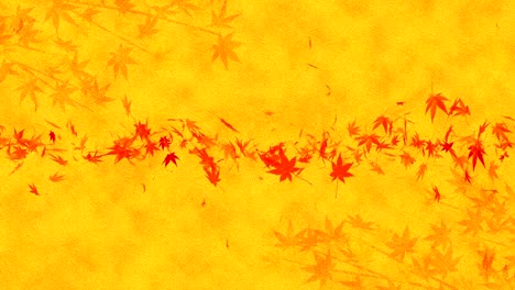 autumn leaves falling on gold background, maple leaf, loop glitter animation,