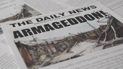 newspaper headline featuring devastation caused by earthquake disaster 16