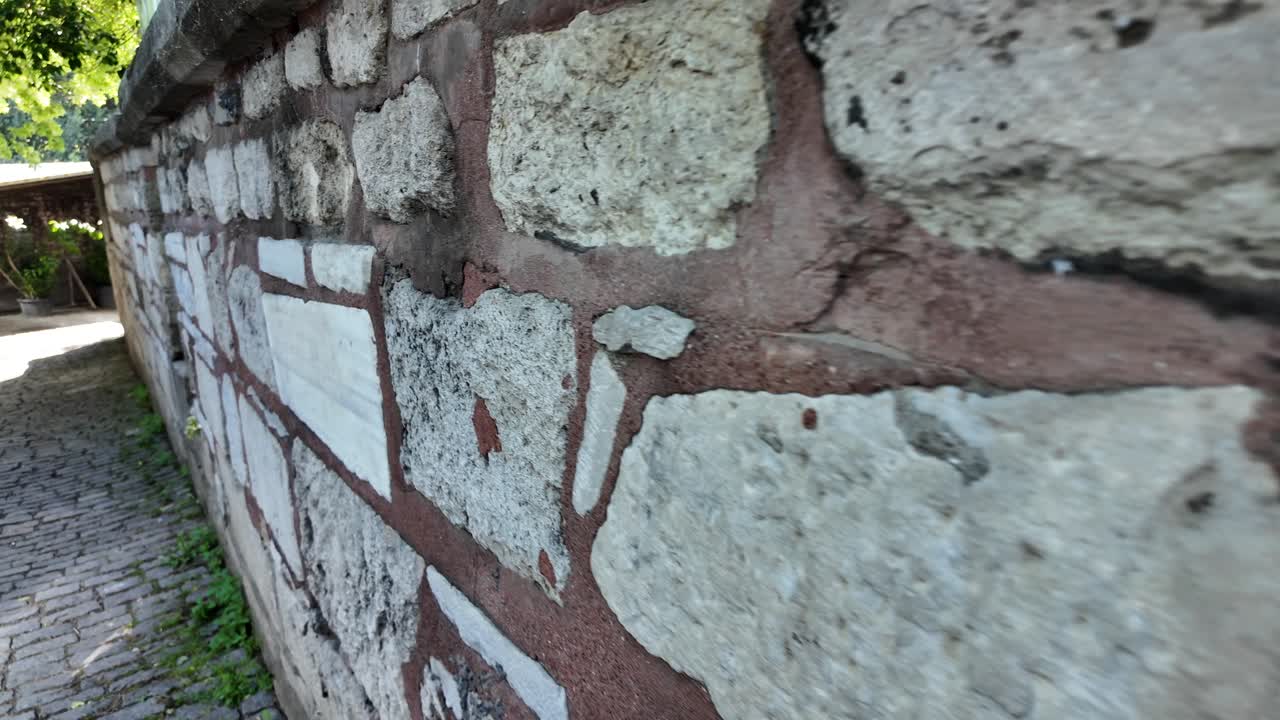 Old Stone Wall and Cobblestone Path