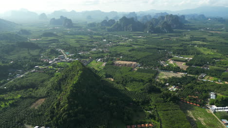 Drone-flying-over-Thailand-crop-plantations-in-Ao-Nang-at-dawn