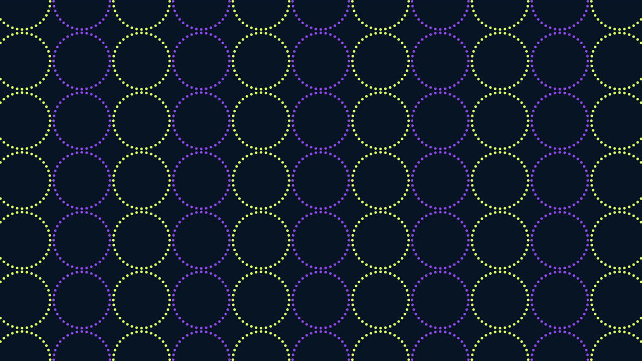 Circular purple and green pattern on black background