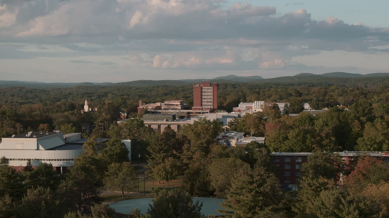 SUNY New Paltz on an autumn day. Shot at sunset in the Catskill Mountains