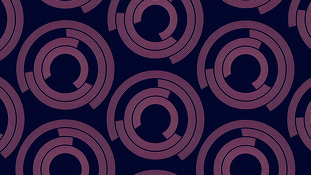 Abstract rainbow rings geometric pattern in rows