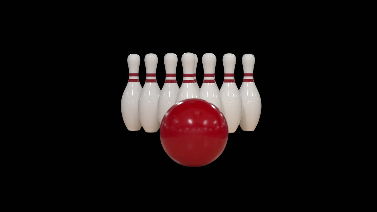 Strike di bowling al rallentatore su canale alfa