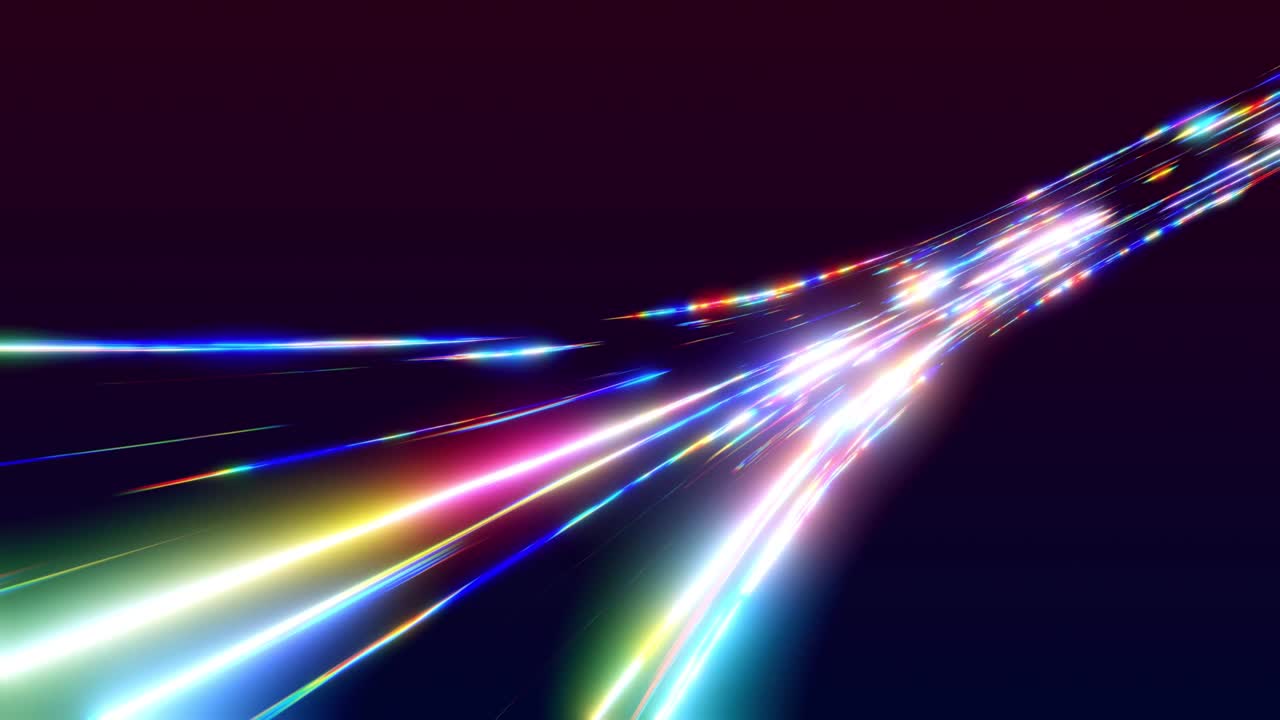 3d vj loop, abstract background with futuristic flow of multicolor glow lines. Light streaks fly pass camera or flight through data flow. Neon glowing rays in motionHi tech light flow. Speed of light.