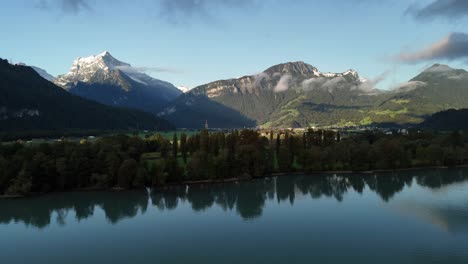 lake forest hill and swiss alps mountains in switzerland nature landscape