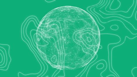 animación de formas en movimiento y globo sobre fondo verde