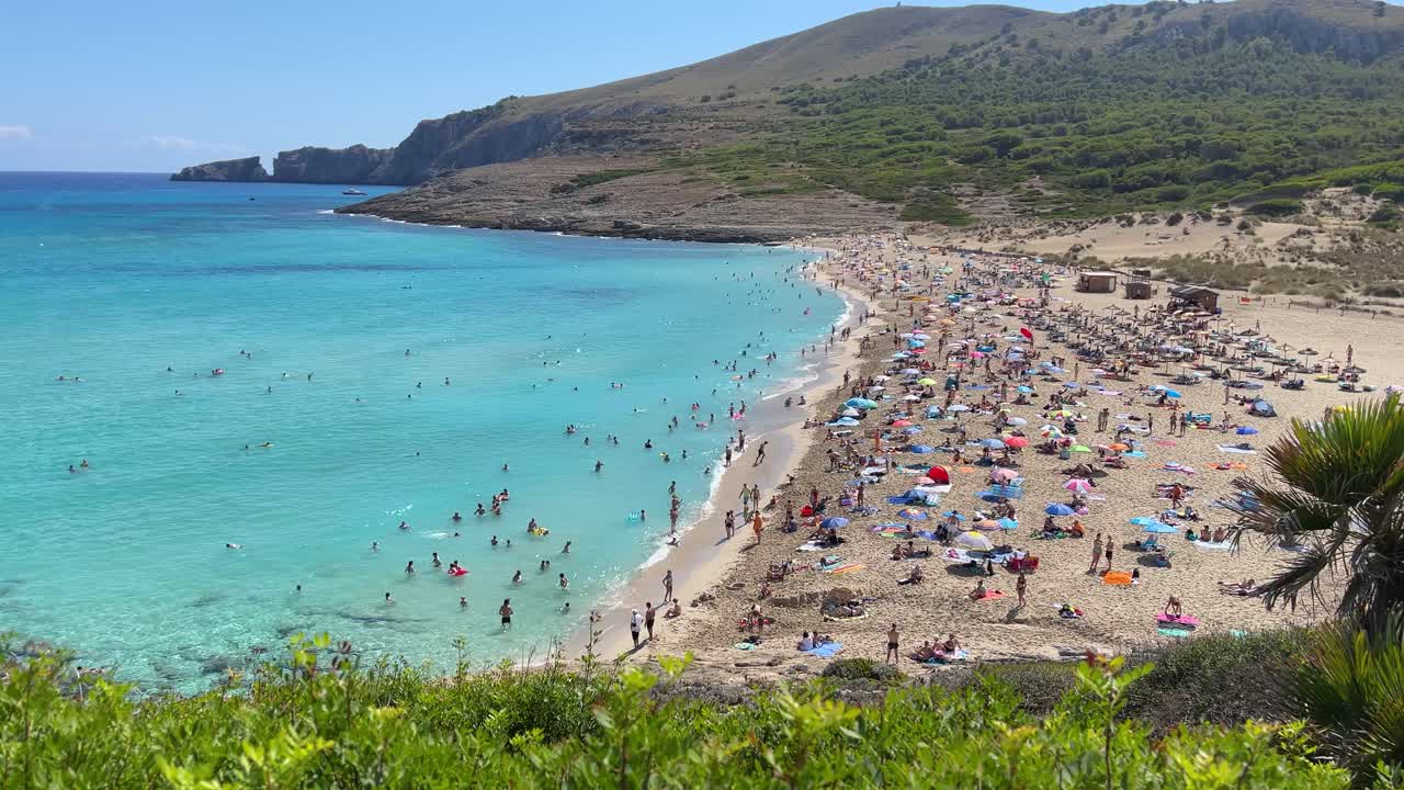 mesquida cove in mallorca balearic islands turquoise blue mediterranean sea, fine white sand beach