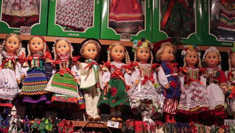 souvenirs, and traditional dolls at the market in the krakow cloth hall, poland