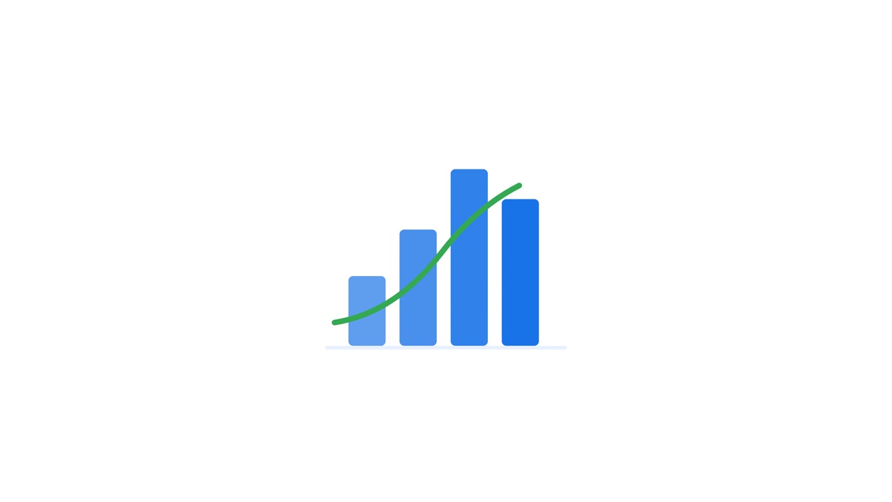 Animated Bar Chart Showing Business Growth with Rising Trend Line