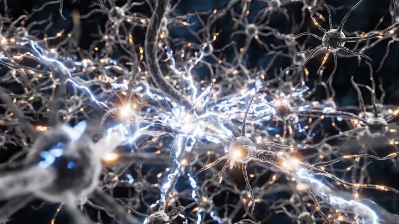 Intricate Network of Neurons Illuminated by Electrical Activity, Showcasing the Complex Interconnectedness of the Nervous System and Brain Functionality