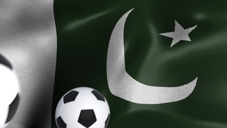flag of pakistan with soccer balls