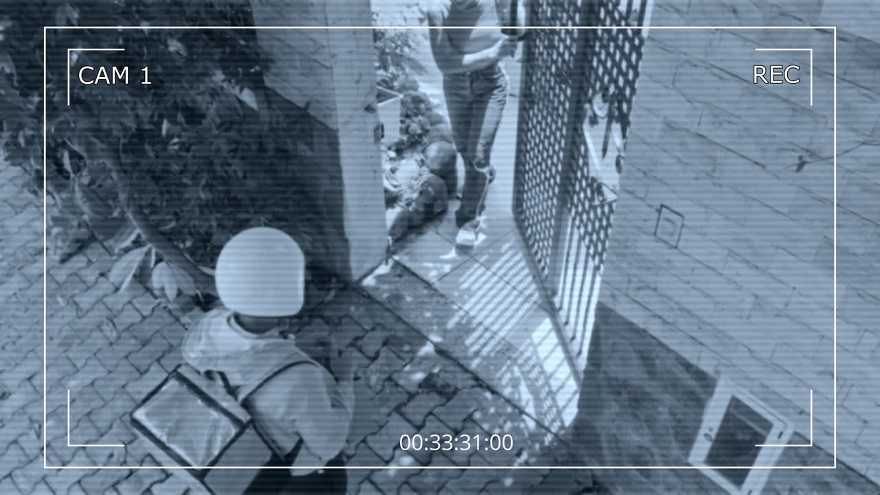 CCTV of Woman Taking Package from Courier Outdoors