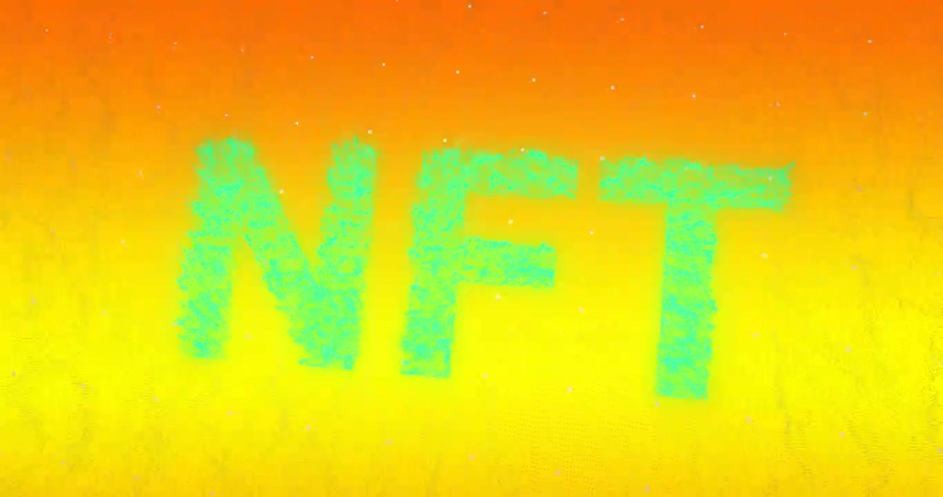 Animated NFT Text Appearing on Vibrant Gradient Background
