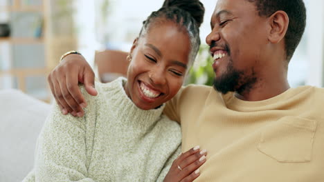 Relax,-happy-and-love-with-black-couple-on-sofa