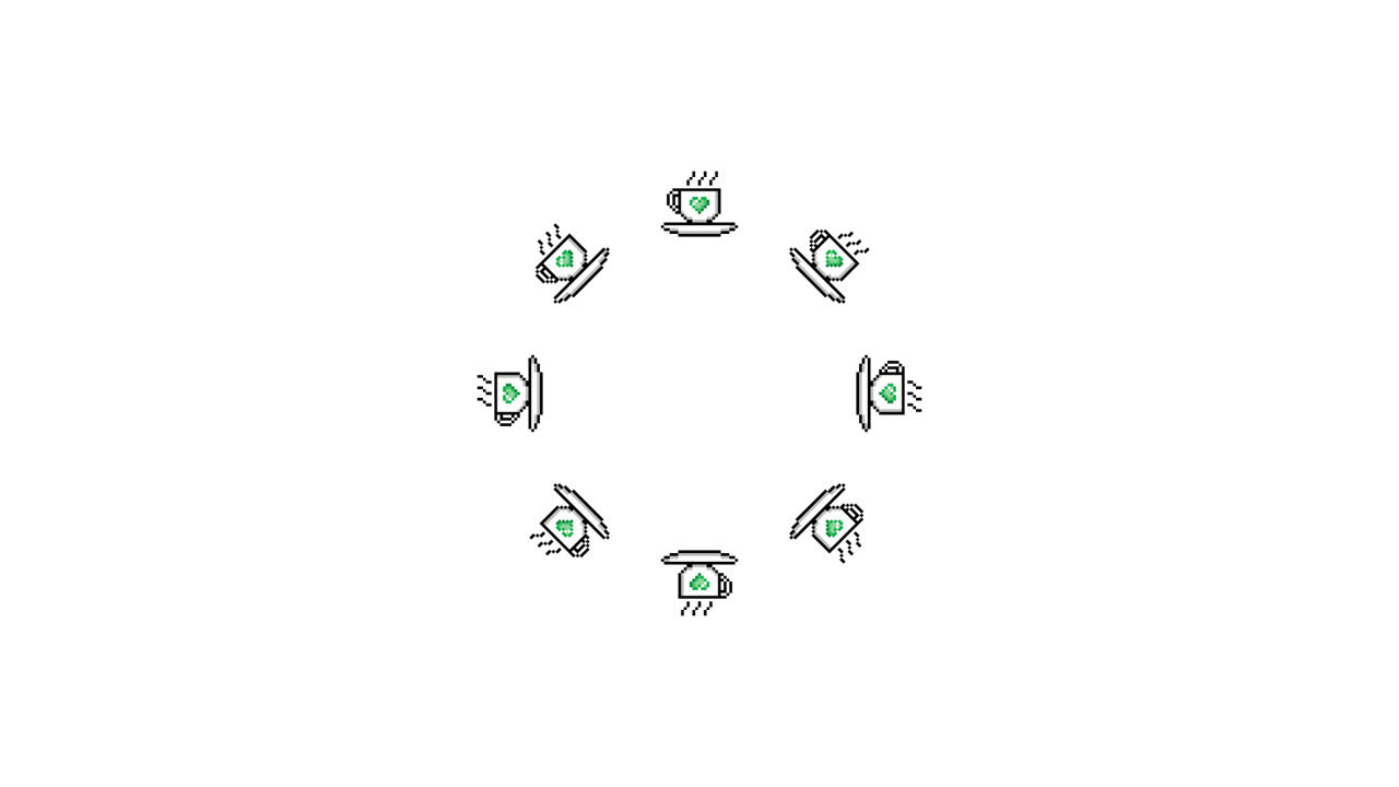 Pixel Art Coffee cup Spinning Circle Animated Overlay Transparent 30fps (5)