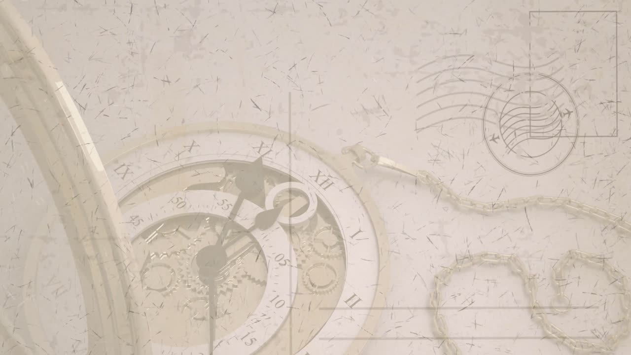 스 ⁇ 프 된 봉투 위 에 있는 빈티지 시계 의 애니메이션