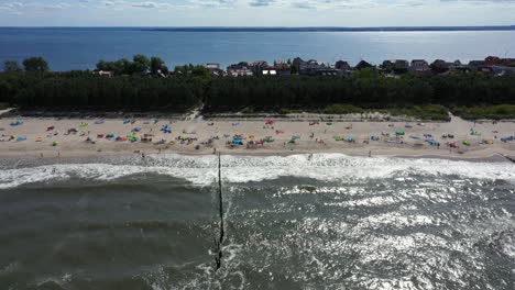 Baltic-Sea-coast-beach-Hel-aerial-drone-top-view-4K-UHD-video