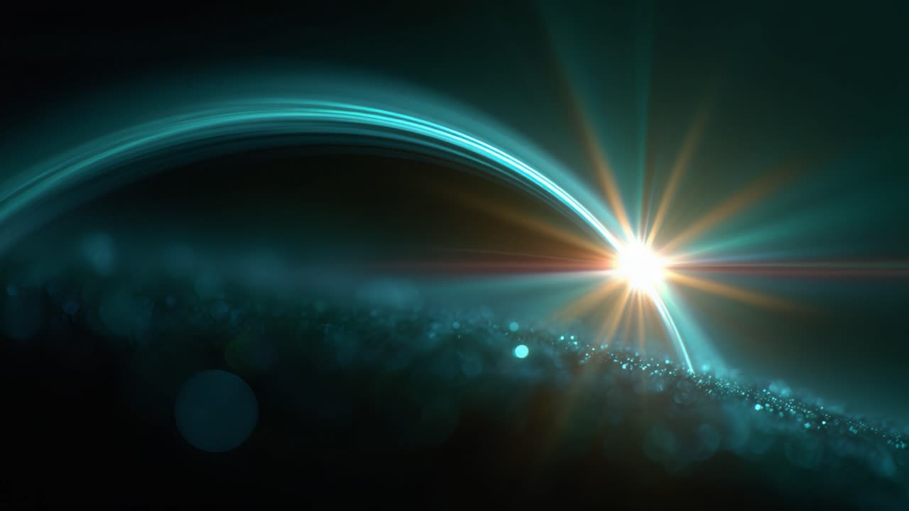 A Stunning Cosmic Scene Illuminated by a Radiant Star, Featuring Glowing Particles and Ethereal Light Waves Creating a Mesmerizing Visual Experience