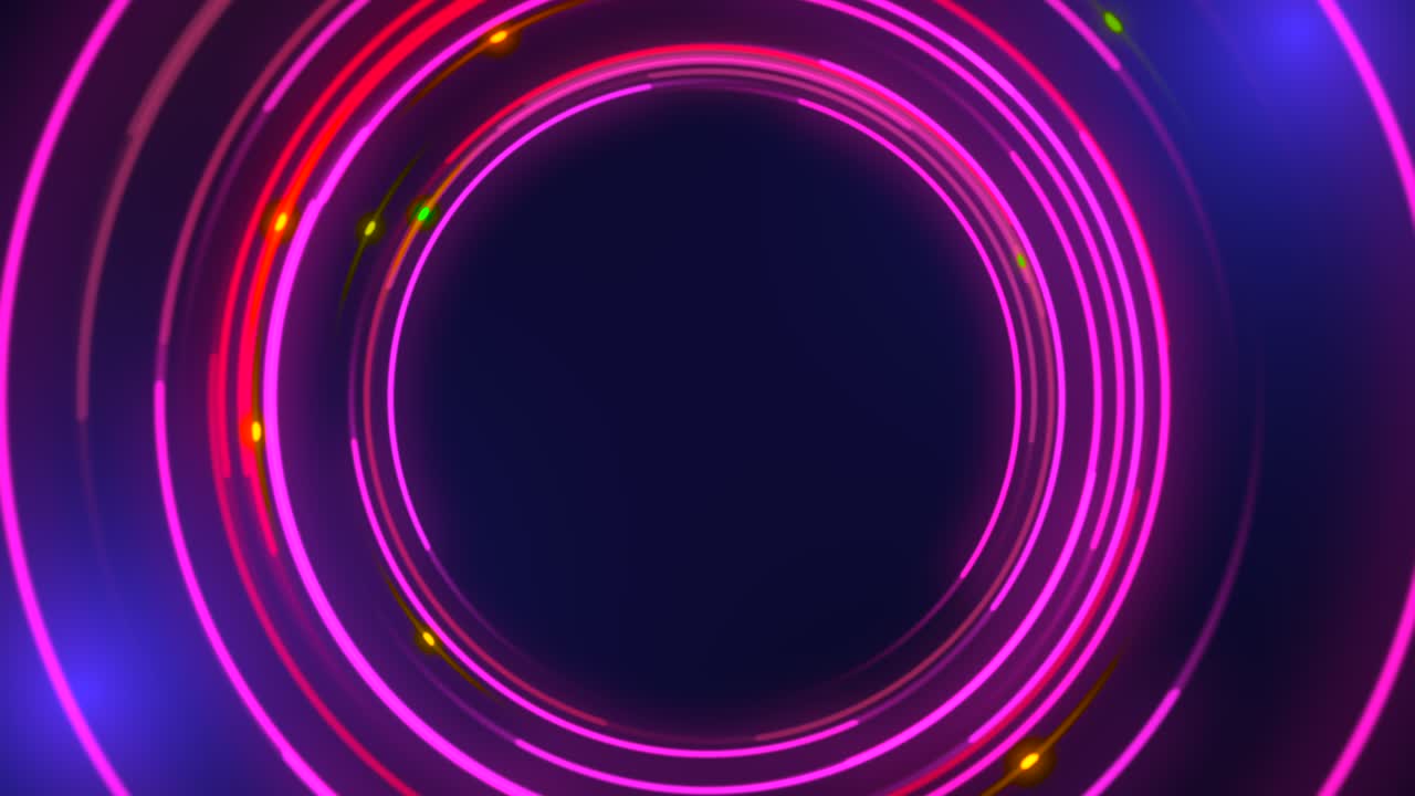 círculos púrpuras de neón con destellos