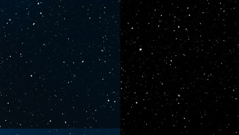 animation of snow falling with copy space over dark blue background