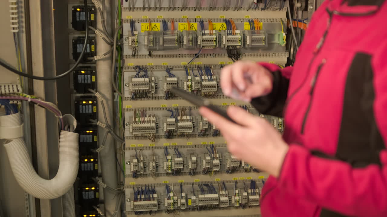 Engineer Using Tablet to Monitor Industrial Control Panel