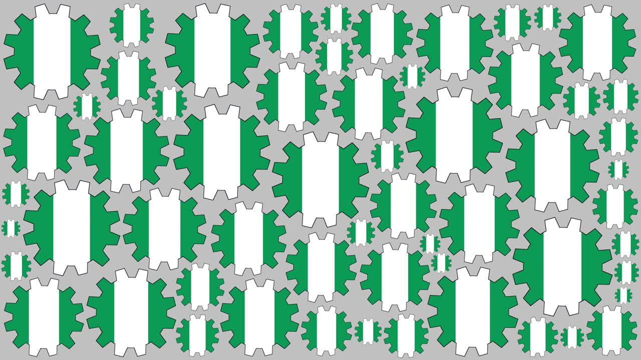 bandera nigeriana engranajes girando el fondo
