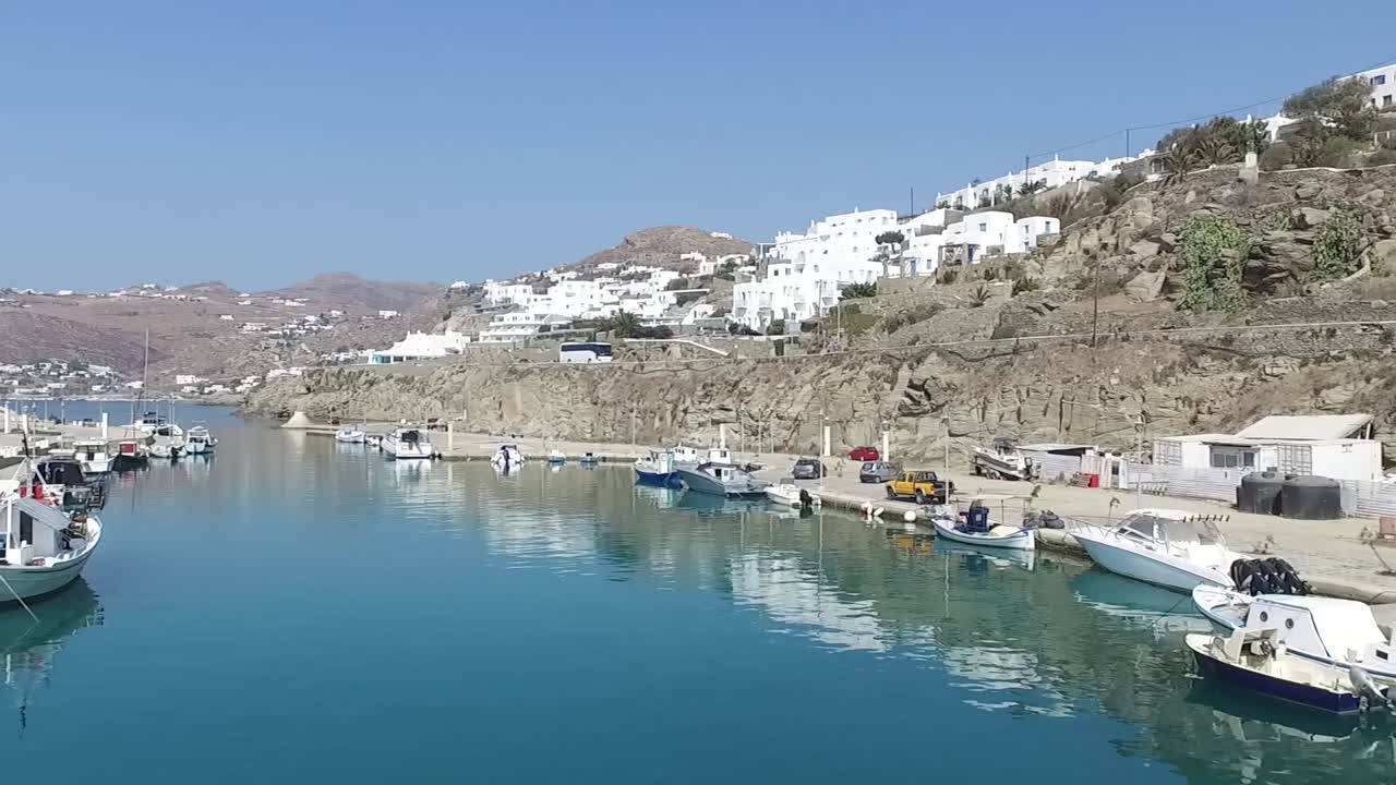 drone, vistas aéreas de mykonos grecia