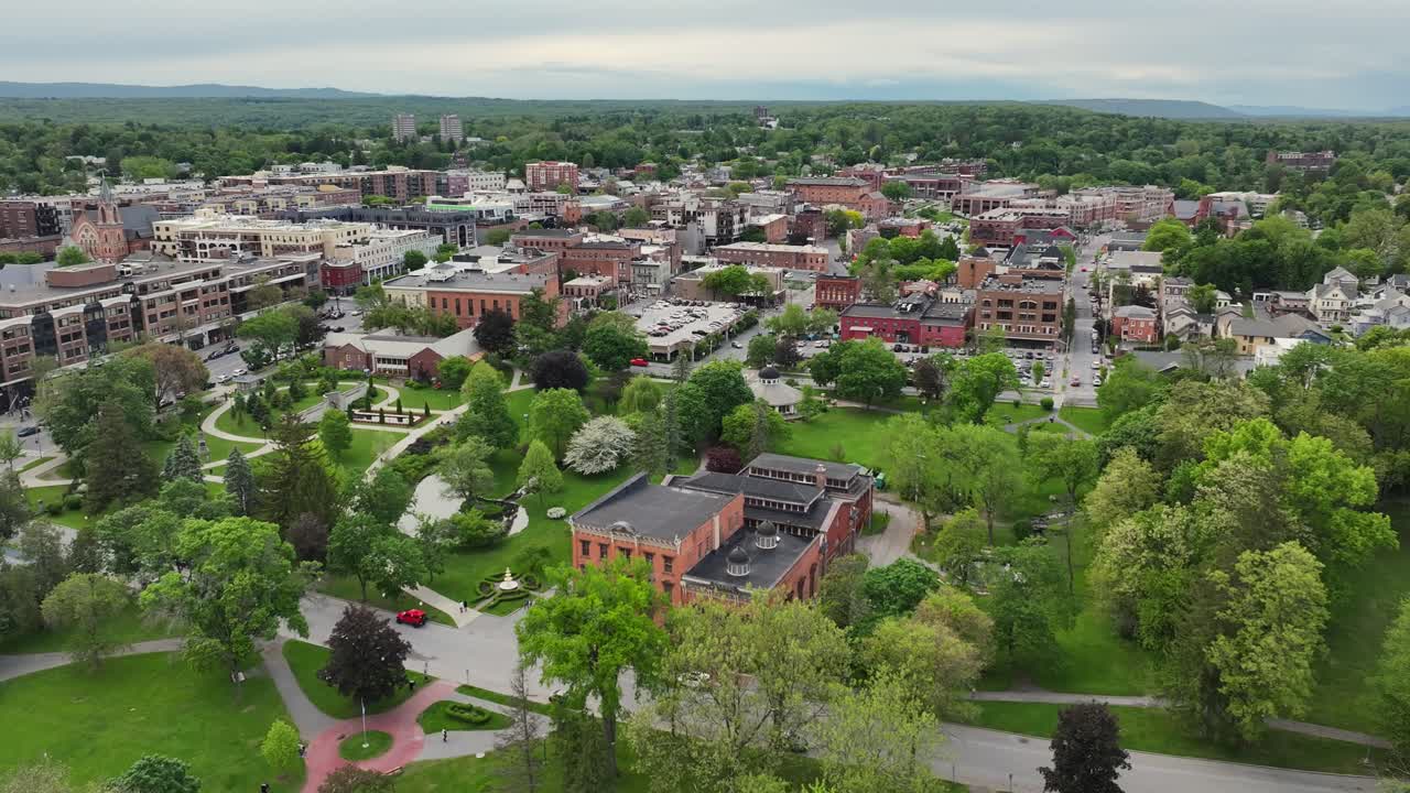 Drone over Saratoga Springs New York