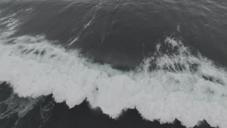 ocean waves and black sand beach with people