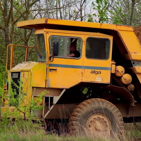 big yellow mining truck