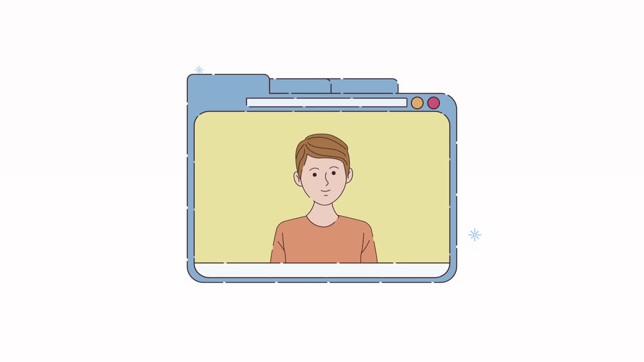 digital work animation with man in webpage