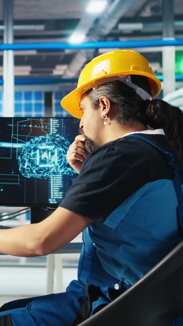 Vertical Video Photovoltaics Factory Worker Uses Ai Tech To Maintain System Reliability