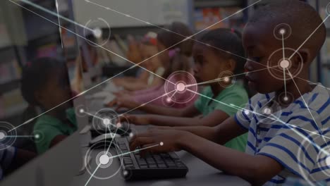 Animation of network of connections over diverse schoolchildren using computers
