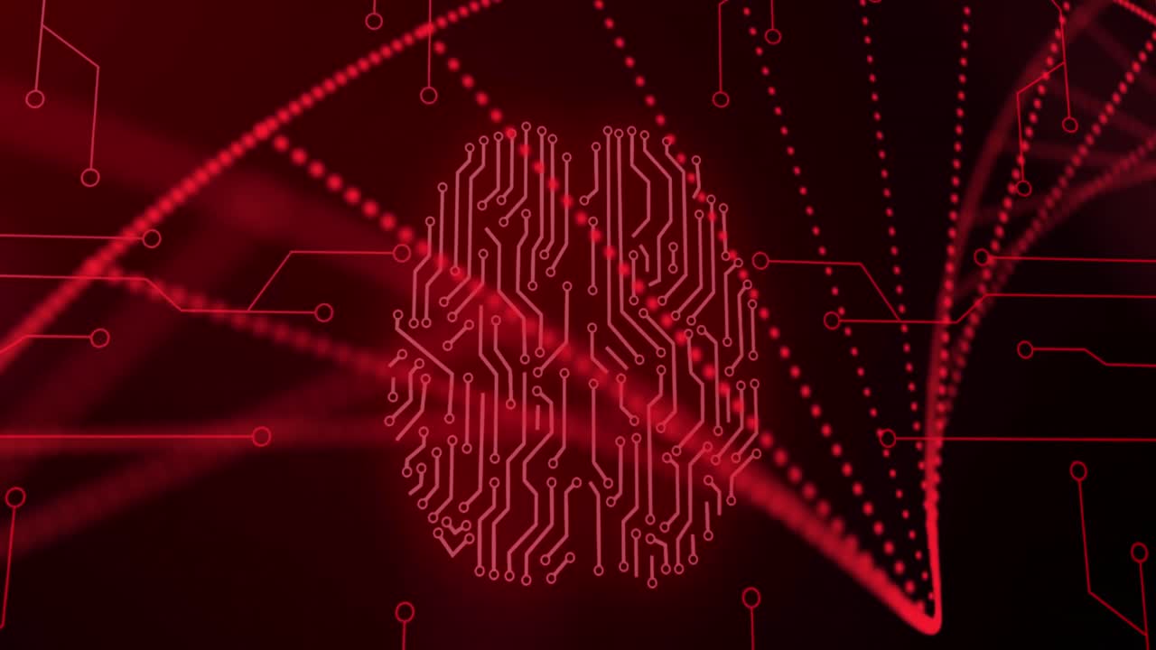 animación del procesamiento de datos sobre un fondo negro