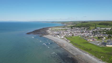 aberaeron wales seaside town and harbour high pov aerial footage 4k