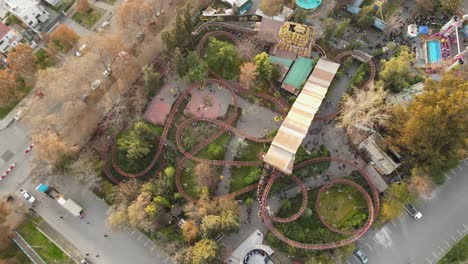 Aerial-shot-of-roller-coaster,-Santiago-de-Chile