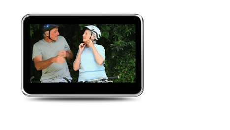 montage of mature couples cycling