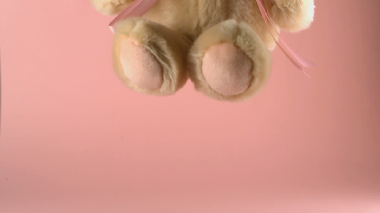 귀여운 테디 베어가 떨어지고 뛰고